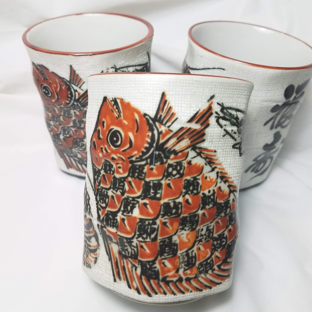 Tall Vtg Japanese tea tumblers set